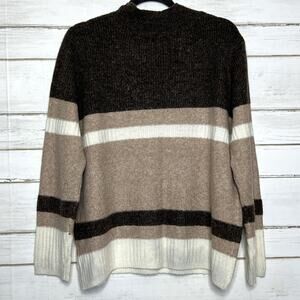 The Pulse Boutique Colorblock Knit Sweater Neutral Brown Beige Size Large